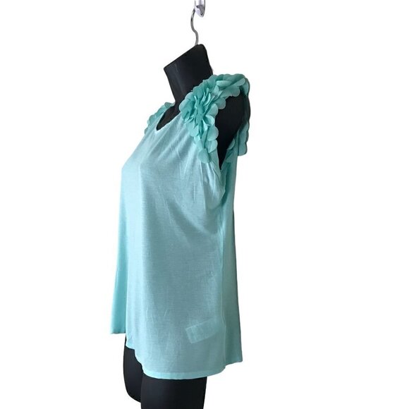 TED Baker Aqua Scalloped Shoulders Beautiful Top Size 3 - Picture 4 of 8